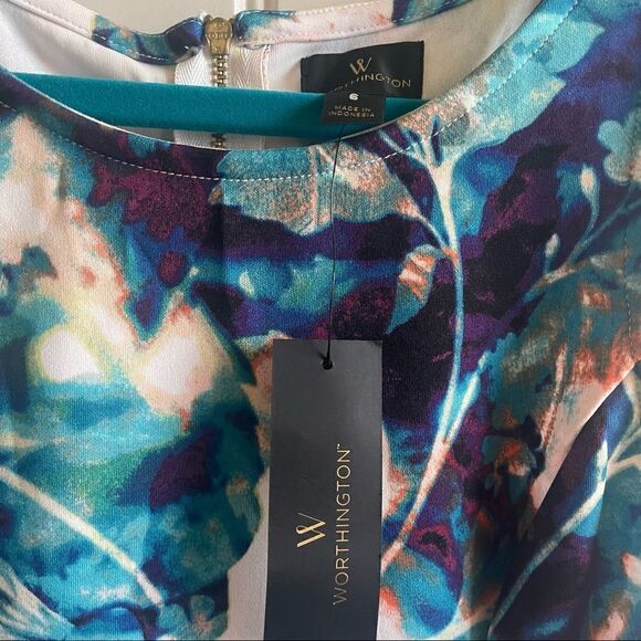 Worthington Blue Floral Sleeveless Fit & Flare Midi Dress; SZ 6; BNWT - Picture 6 of 8